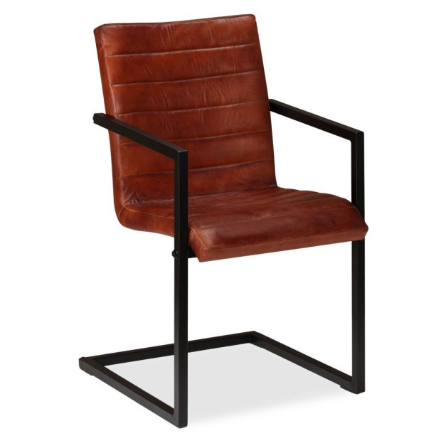 Dining Chairs 2 Pcs Real Leather- Brown Image 6
