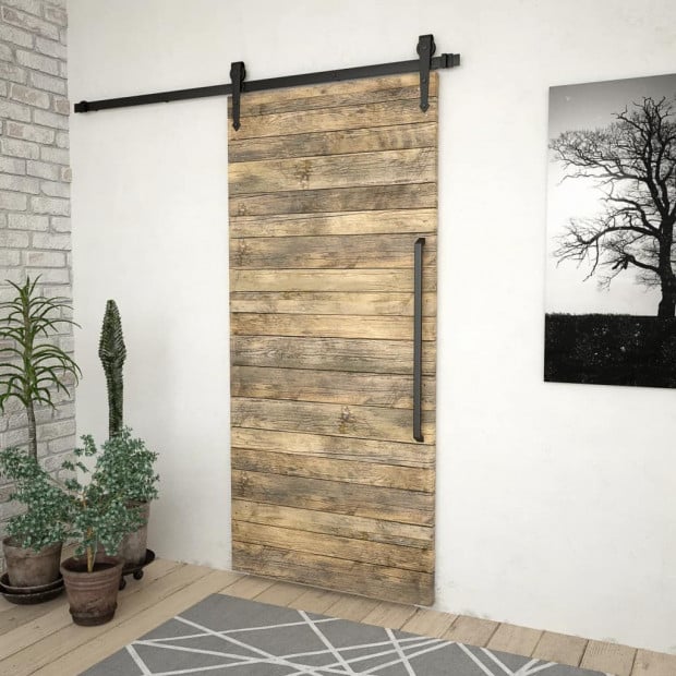 Sliding Door Hardware Kit 183 Cm Steel Black Image 3