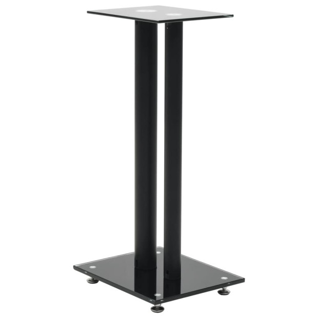 Speaker Stands 2 Pcs Tempered Glass 2 Pillars Design Black Image 2