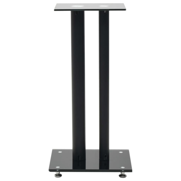 Speaker Stands 2 Pcs Tempered Glass 2 Pillars Design Black Image 3