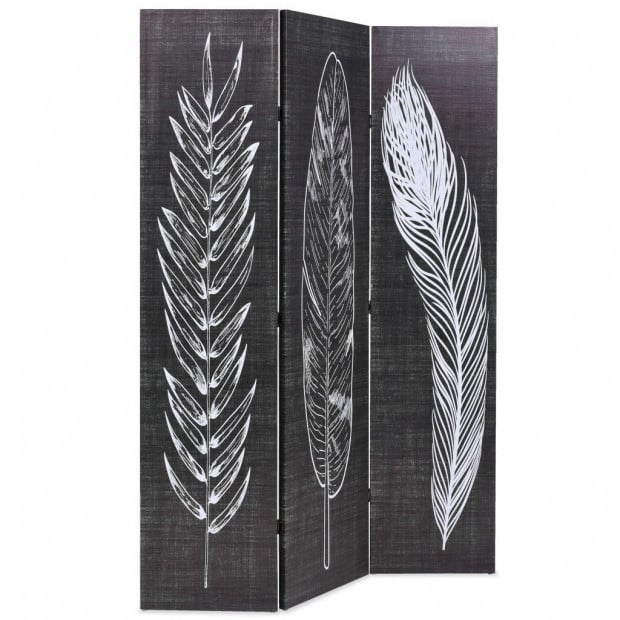Folding Room Divider 120x170 Cm Feathers Black And White Image 3
