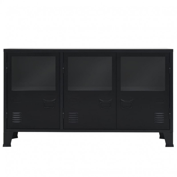 Sideboard Metal Industrial Style 120x35x70 Cm Black Image 3