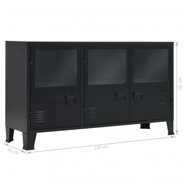 Sideboard Metal Industrial Style 120x35x70 Cm Black Image 10