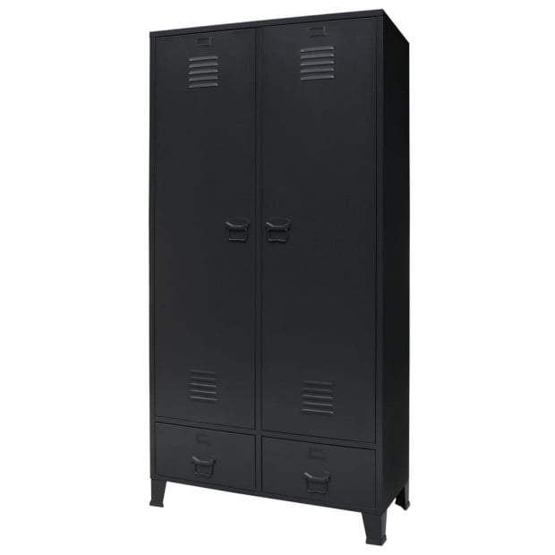 Wardrobe Metal Industrial Style 90x40x180 Cm Black