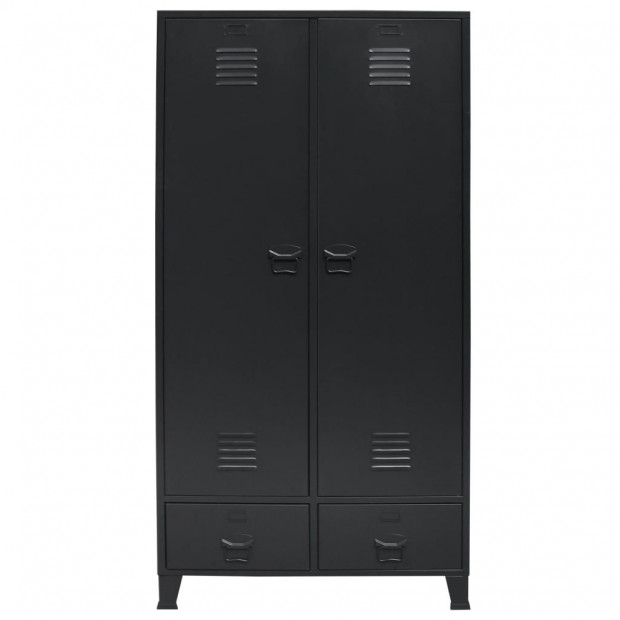 Wardrobe Metal Industrial Style 90x40x180 Cm Black Image 2
