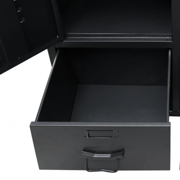 Wardrobe Metal Industrial Style 90x40x180 Cm Black Image 6