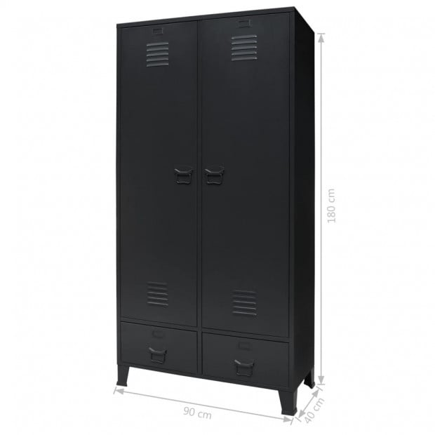 Wardrobe Metal Industrial Style 90x40x180 Cm Black Image 8