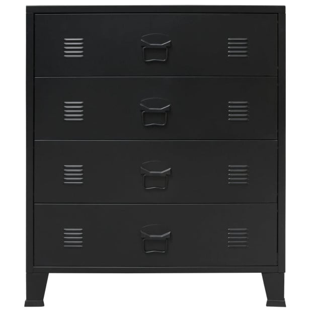 Chest Of Drawers Metal Industrial Style 78x40x93 Cm Black Image 2