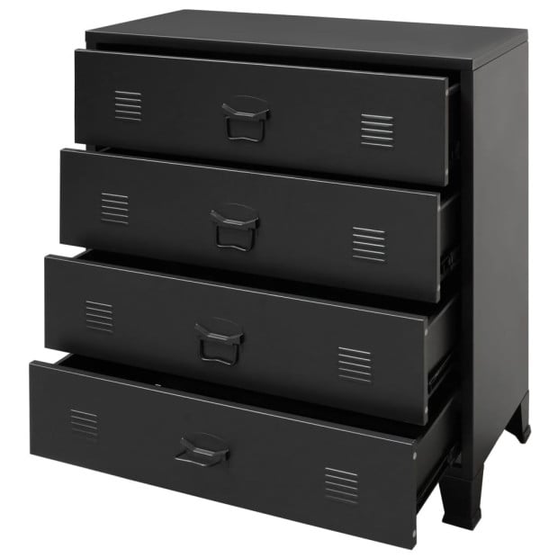 Chest Of Drawers Metal Industrial Style 78x40x93 Cm Black Image 3