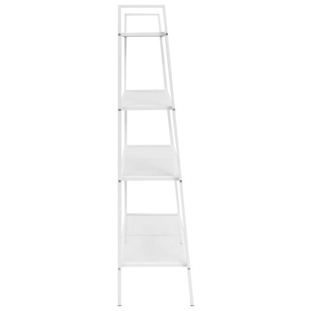 Ladder Bookcase 4 Tiers Metal White Image 3