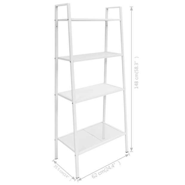 Ladder Bookcase 4 Tiers Metal White Image 6
