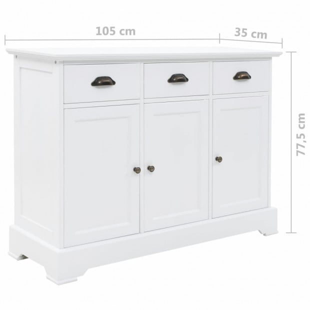 Sideboard With 3 Doors Mdf And Pinewood 105x35x77.5 Cm Image 9