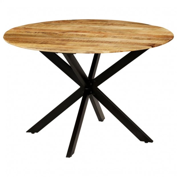 Dining Table Solid Rough Mango Wood And Steel 120x77 Cm