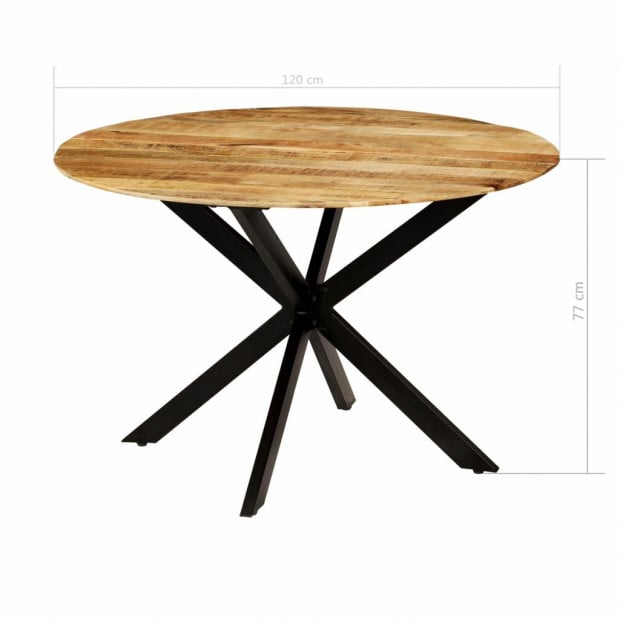 Dining Table Solid Rough Mango Wood And Steel 120x77 Cm Image 11
