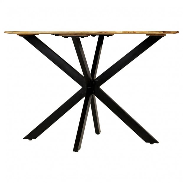 Dining Table Solid Rough Mango Wood And Steel 120x77 Cm Image 3