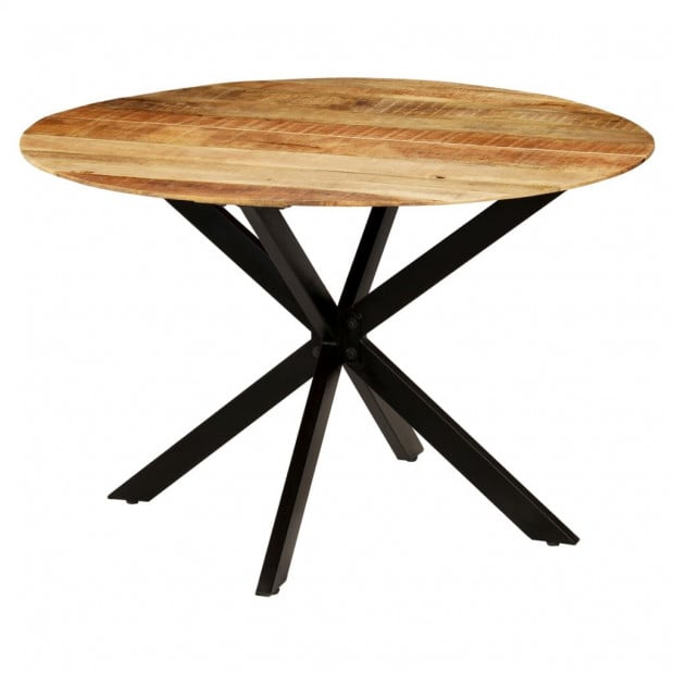 Dining Table Solid Rough Mango Wood And Steel 120x77 Cm Image 6