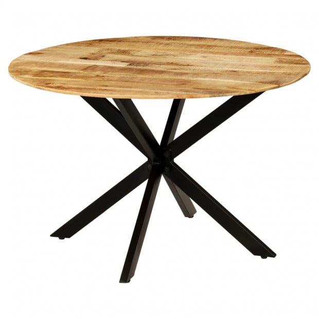 Dining Table Solid Rough Mango Wood And Steel 120x77 Cm Image 7
