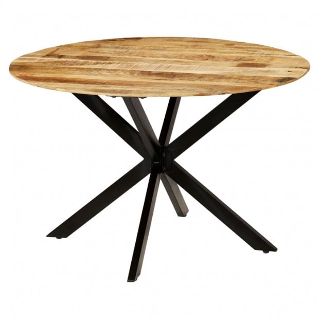 Dining Table Solid Rough Mango Wood And Steel 120x77 Cm Image 8