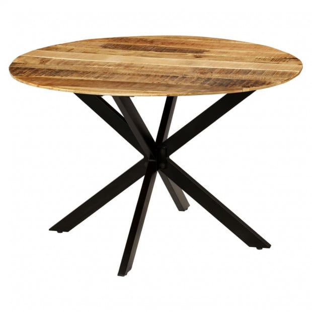 Dining Table Solid Rough Mango Wood And Steel 120x77 Cm Image 9