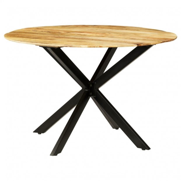 Dining Table Solid Rough Mango Wood And Steel 120x77 Cm Image 10