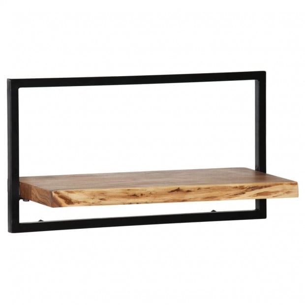Wall Shelf Set 5 Pieces Solid Acacia Wood And Steel Image 5