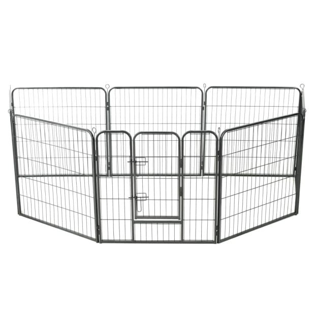 Dog Playpen 8 Panels Steel 80x80 Cm Black Image 3