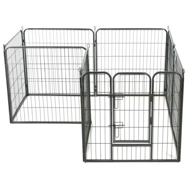 Dog Playpen 8 Panels Steel 80x80 Cm Black Image 4