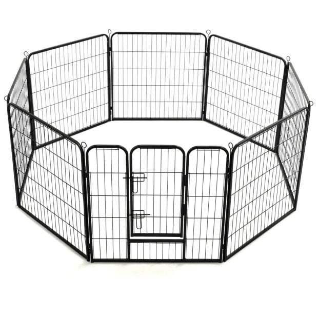 Dog Playpen 8 Panels Steel 80x80 Cm Black Image 5