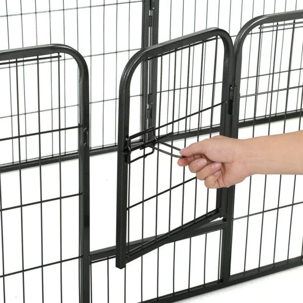 Dog Playpen 8 Panels Steel 80x60 Cm Black Image 2