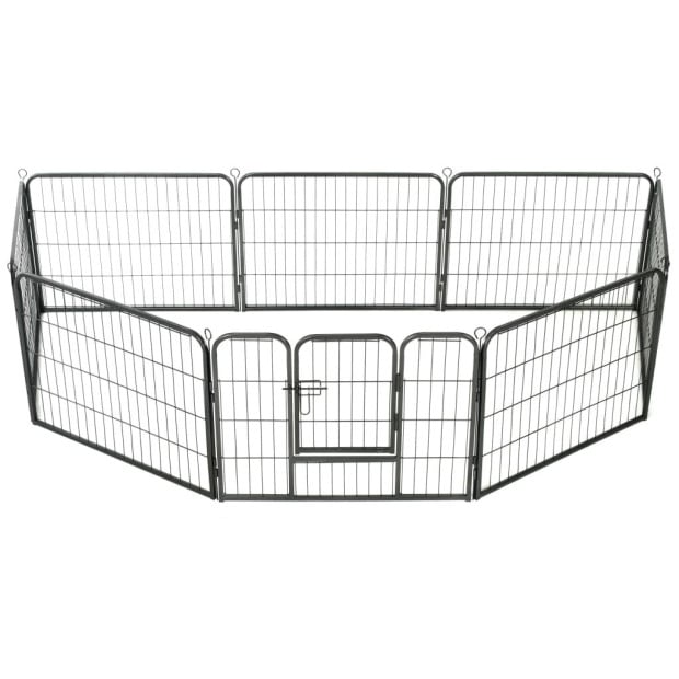 Dog Playpen 8 Panels Steel 80x60 Cm Black Image 3