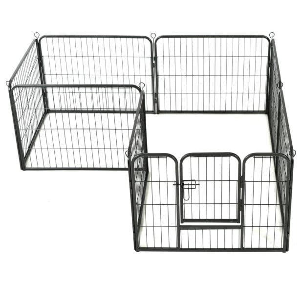 Dog Playpen 8 Panels Steel 80x60 Cm Black Image 4