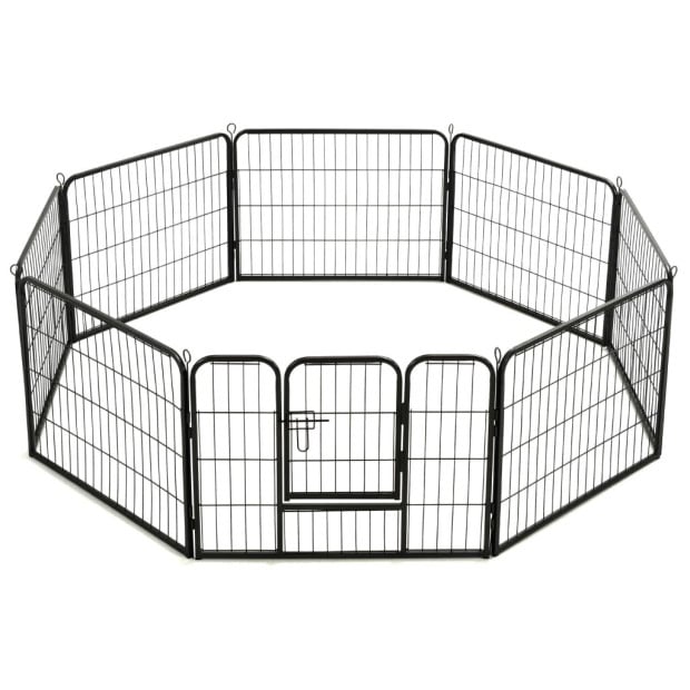 Dog Playpen 8 Panels Steel 80x60 Cm Black Image 5