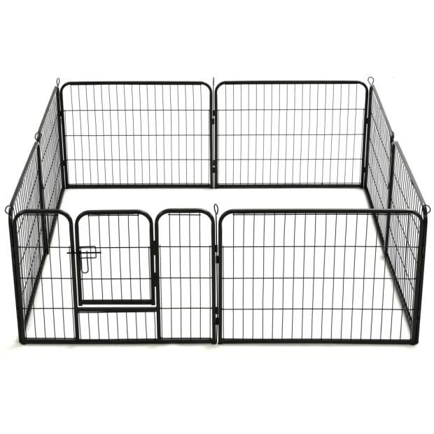 Dog Playpen 8 Panels Steel 80x60 Cm Black Image 6