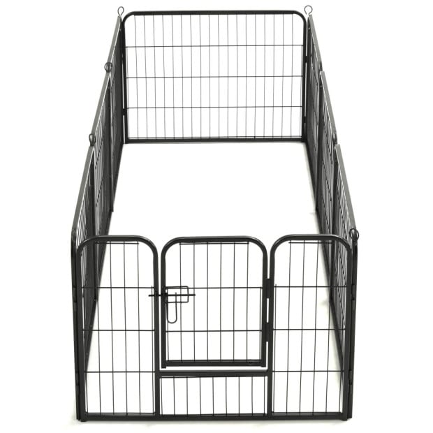 Dog Playpen 8 Panels Steel 80x60 Cm Black Image 7
