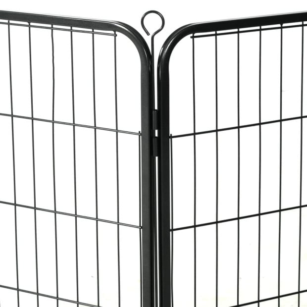 Dog Playpen 8 Panels Steel 80x60 Cm Black Image 8