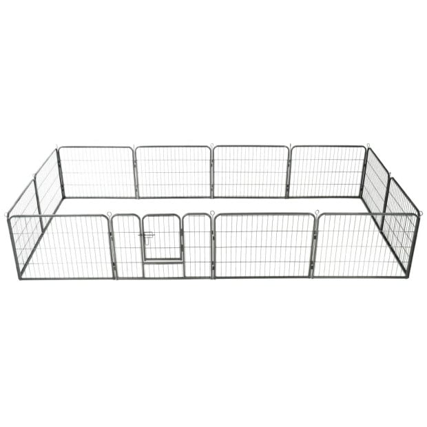 Dog Playpen 12 Panels Steel 80x60 Cm Black