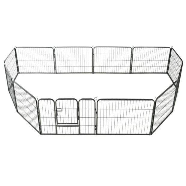 Dog Playpen 12 Panels Steel 80x60 Cm Black Image 3