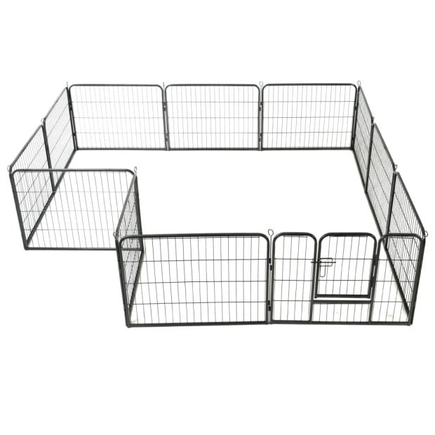 Dog Playpen 12 Panels Steel 80x60 Cm Black Image 4