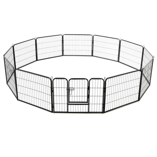 Dog Playpen 12 Panels Steel 80x60 Cm Black Image 5