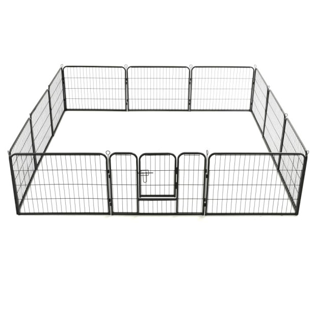 Dog Playpen 12 Panels Steel 80x60 Cm Black Image 6