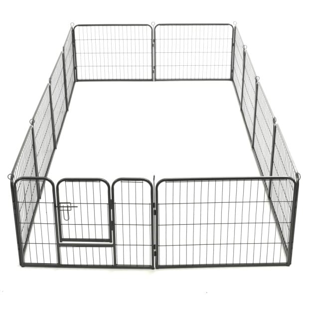 Dog Playpen 12 Panels Steel 80x60 Cm Black Image 7