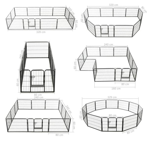 Dog Playpen 12 Panels Steel 80x60 Cm Black Image 9