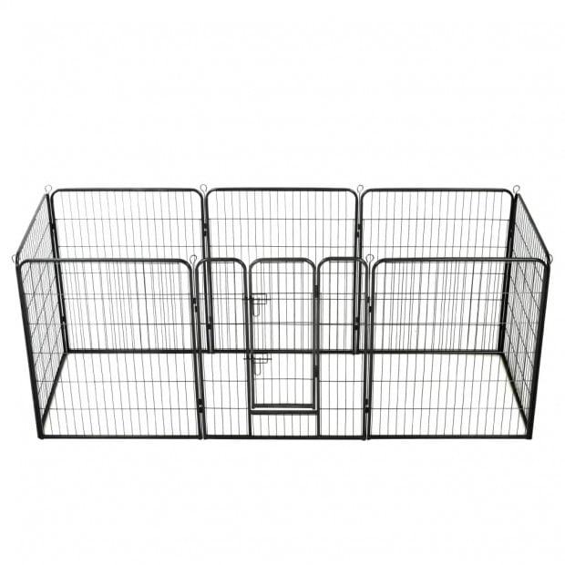 Dog Playpen 8 Panels Steel 80x100 Cm Black