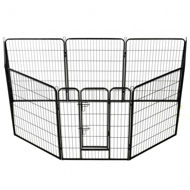 Dog Playpen 8 Panels Steel 80x100 Cm Black Image 3