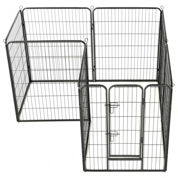 Dog Playpen 8 Panels Steel 80x100 Cm Black Image 4
