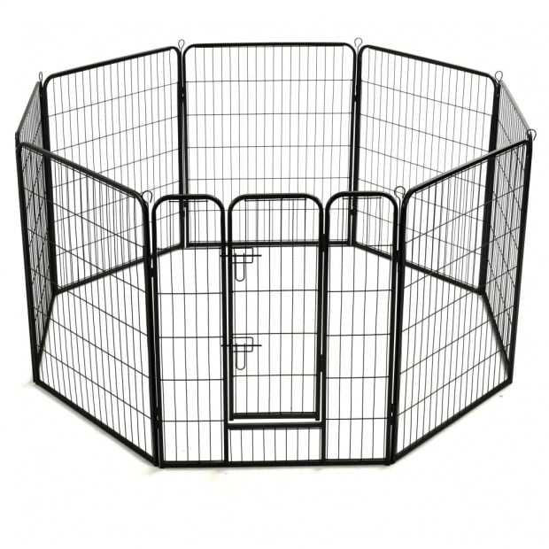 Dog Playpen 8 Panels Steel 80x100 Cm Black Image 5
