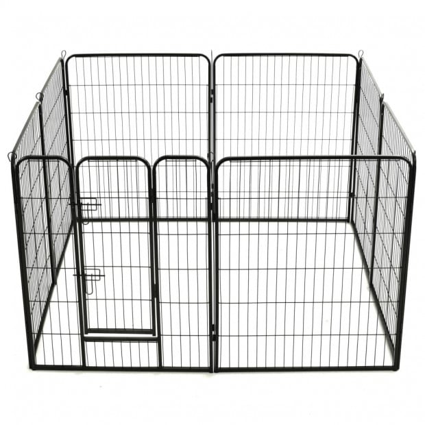 Dog Playpen 8 Panels Steel 80x100 Cm Black Image 6