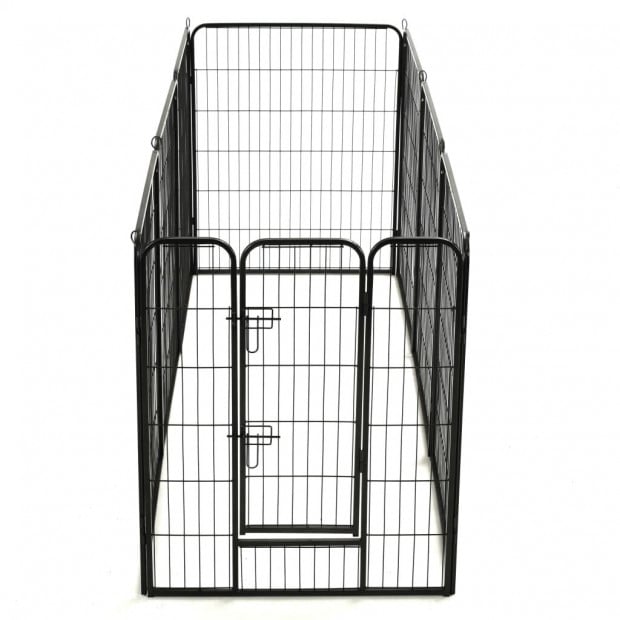 Dog Playpen 8 Panels Steel 80x100 Cm Black Image 7