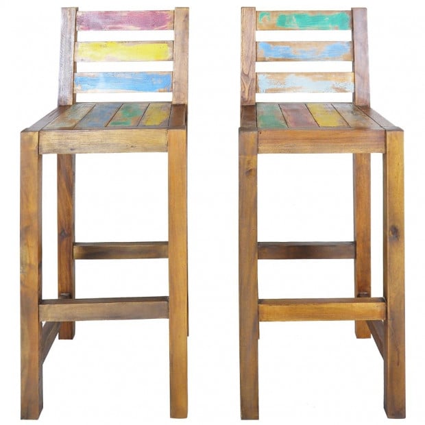Bar Stools 2 Pcs Solid Reclaimed Boat Wood 40x40x106 Cm Image 3