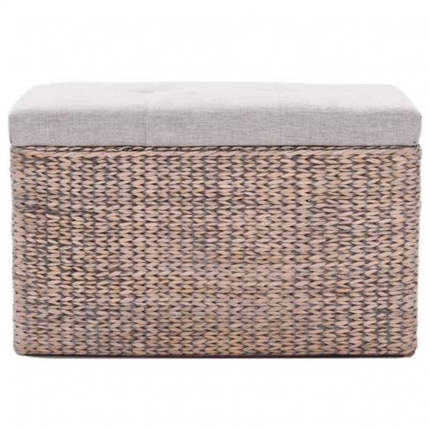Bench With 2 Ottomans Seagrass Foot Stools Grey Image 6